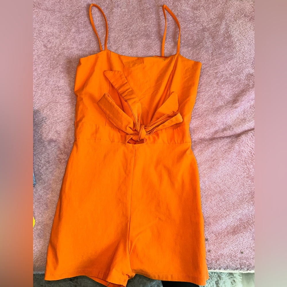 Fashion Nova Orange Romper Small